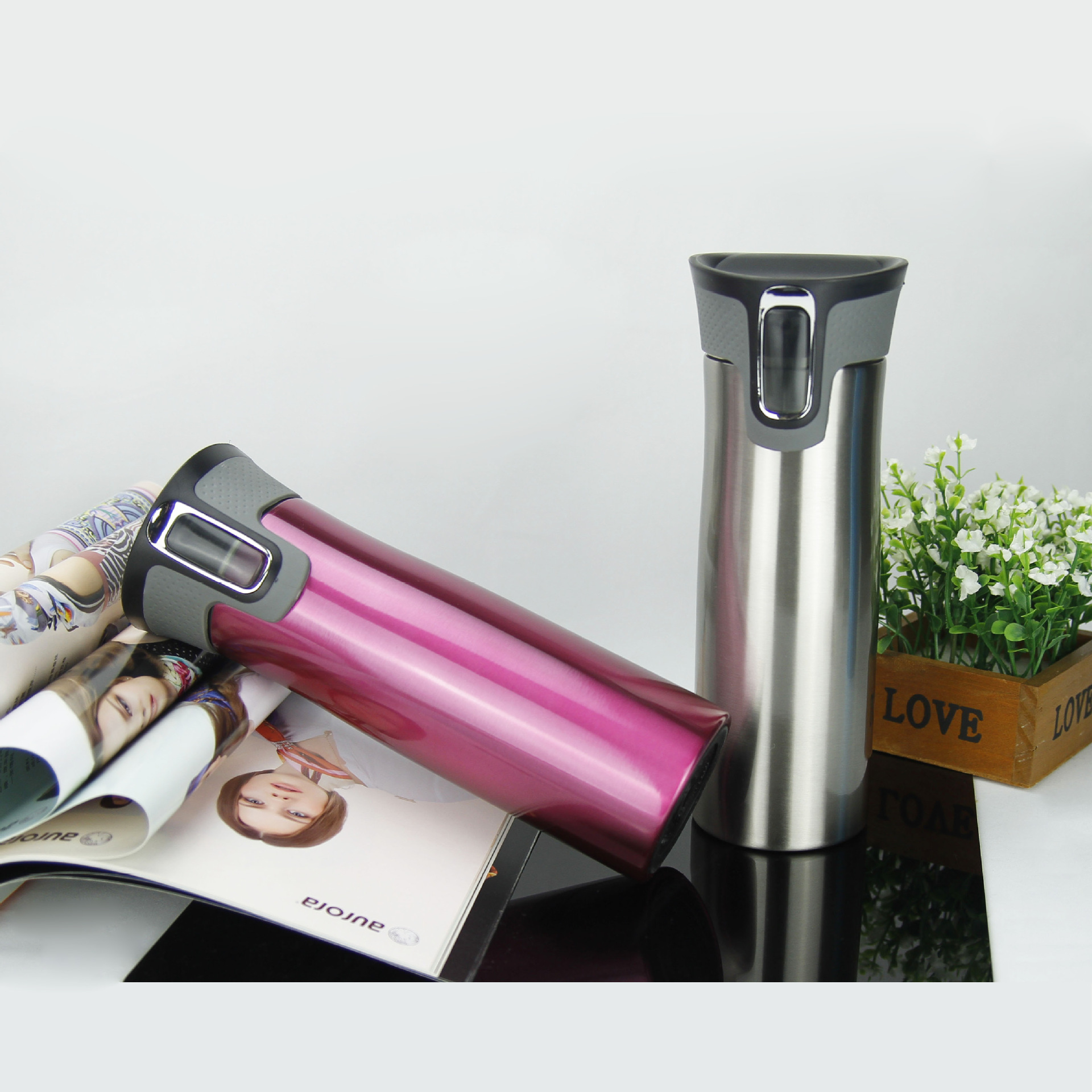 Cross-border 500ML one-click drinking water stainless steel double-layer vacuum insulated cup, business car cup, high-end gift cup pic 8