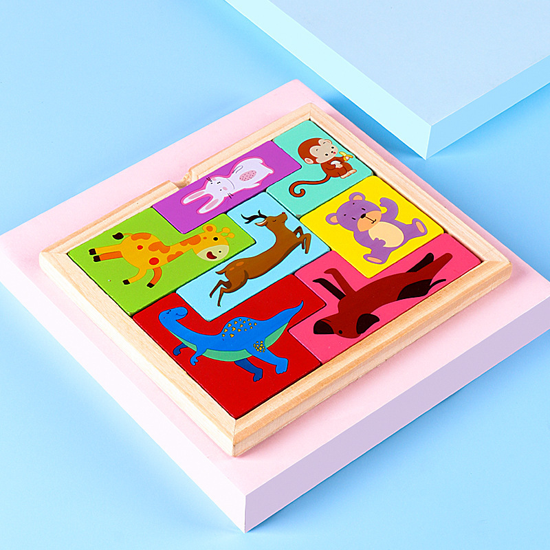 新品儿童立体拼图玩具幼儿园早教恐龙水果数字动物认知配对拼板