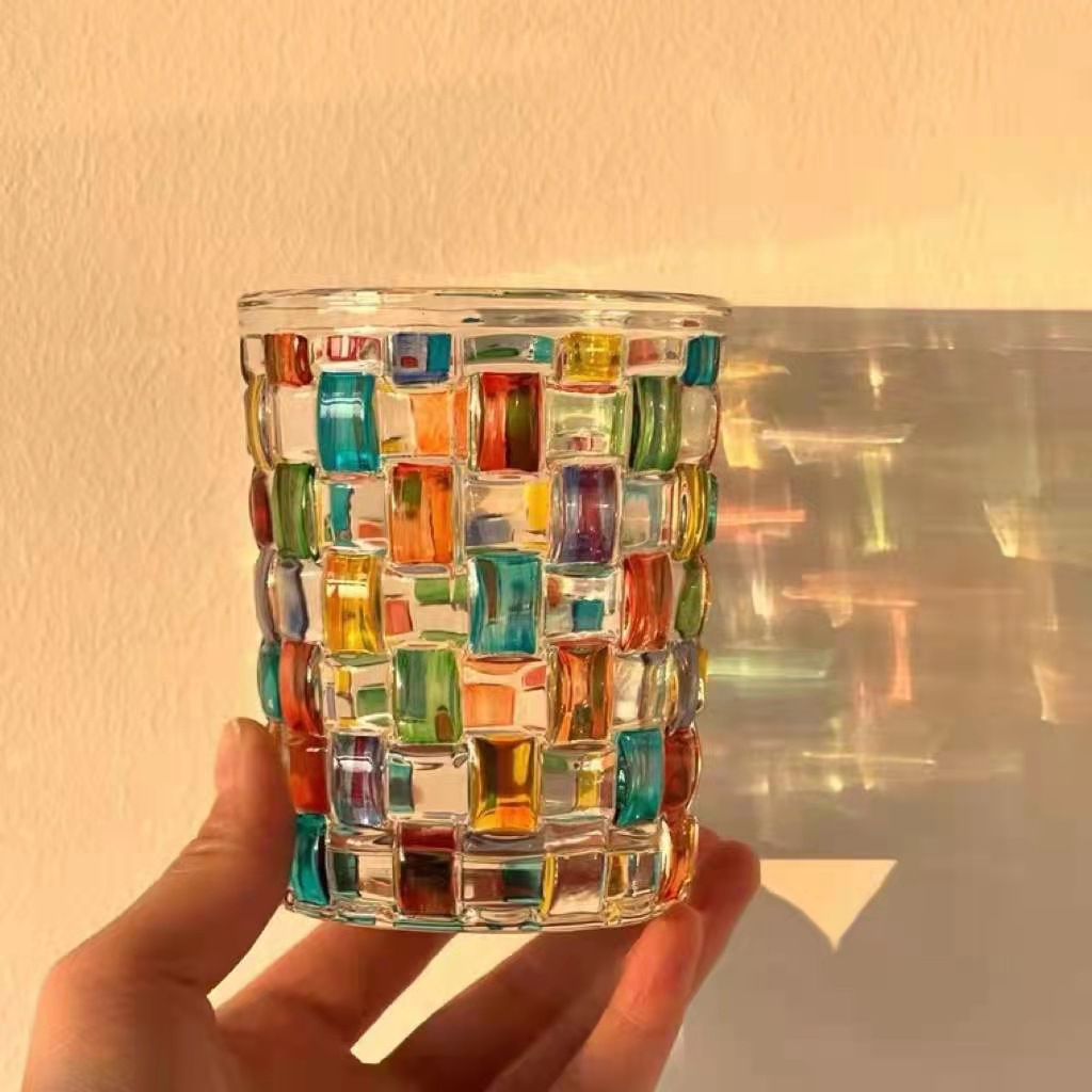 Painted whisky wine glass, crystal glass, holiday gift, designer's same style, hand-woven line water glass, high-end Specification image