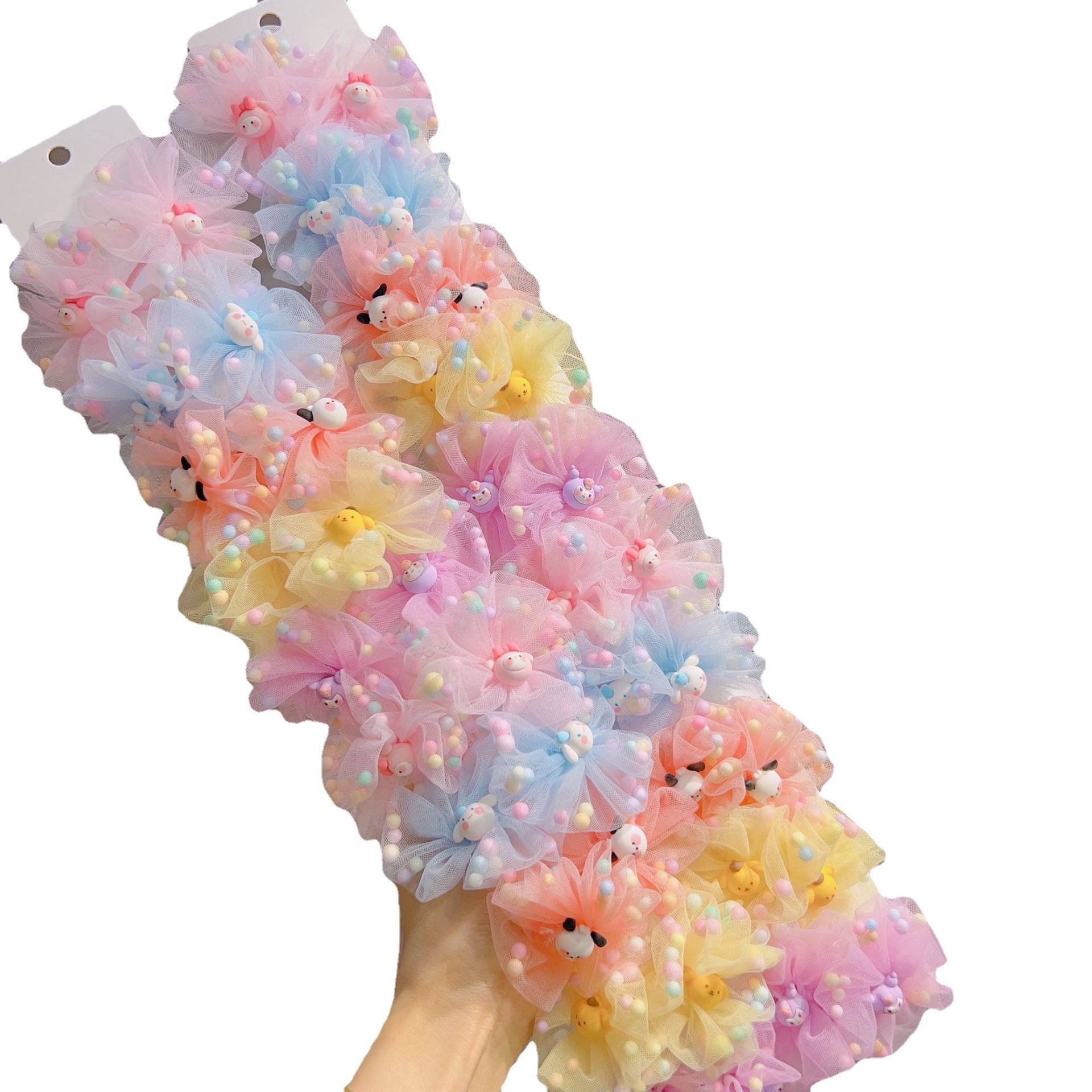 Children's Hair Accessories Cute Yarn Flower Hair Clip Scrunchie Little Girl Bangs Clip Cartoon Pacha Dog Leather Band Baby Headdress Item Picture