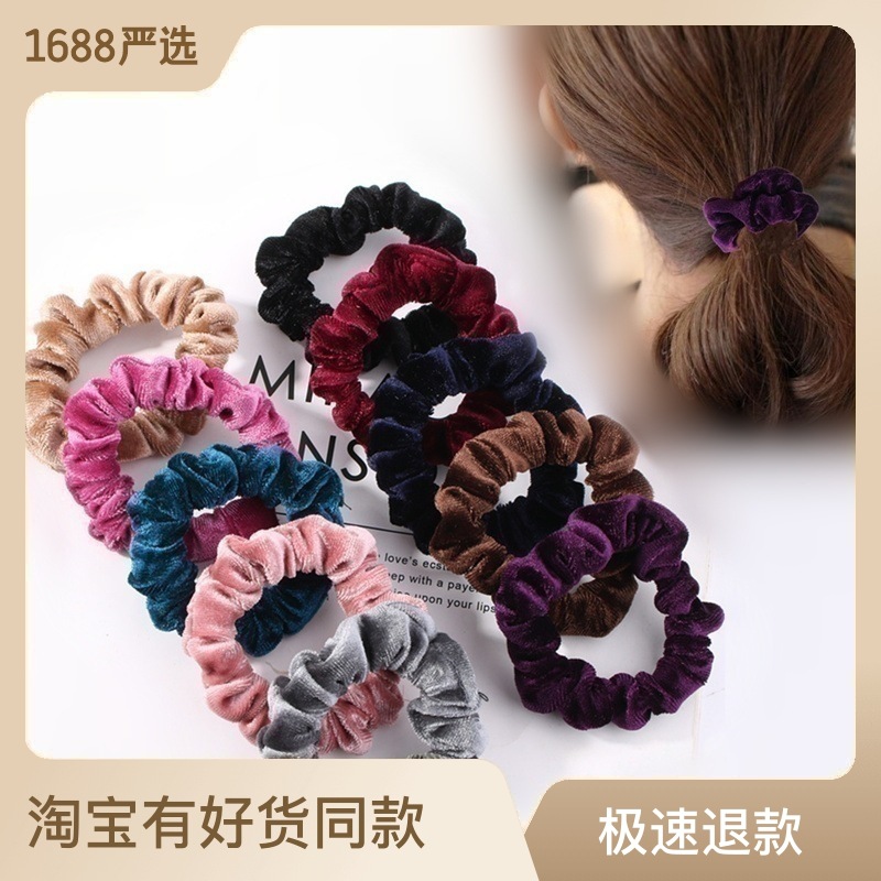 韩国绒布大肠圈发圈简约黑色粗发绳头饰头花盘发扎发皮筋头绳批发