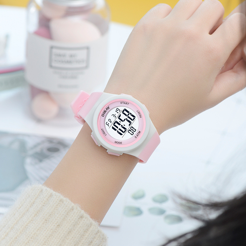 Best-selling high school countdown girls' watch, waterproof sports step-counting electric children's watch, luminous simple watch for boys Specification image