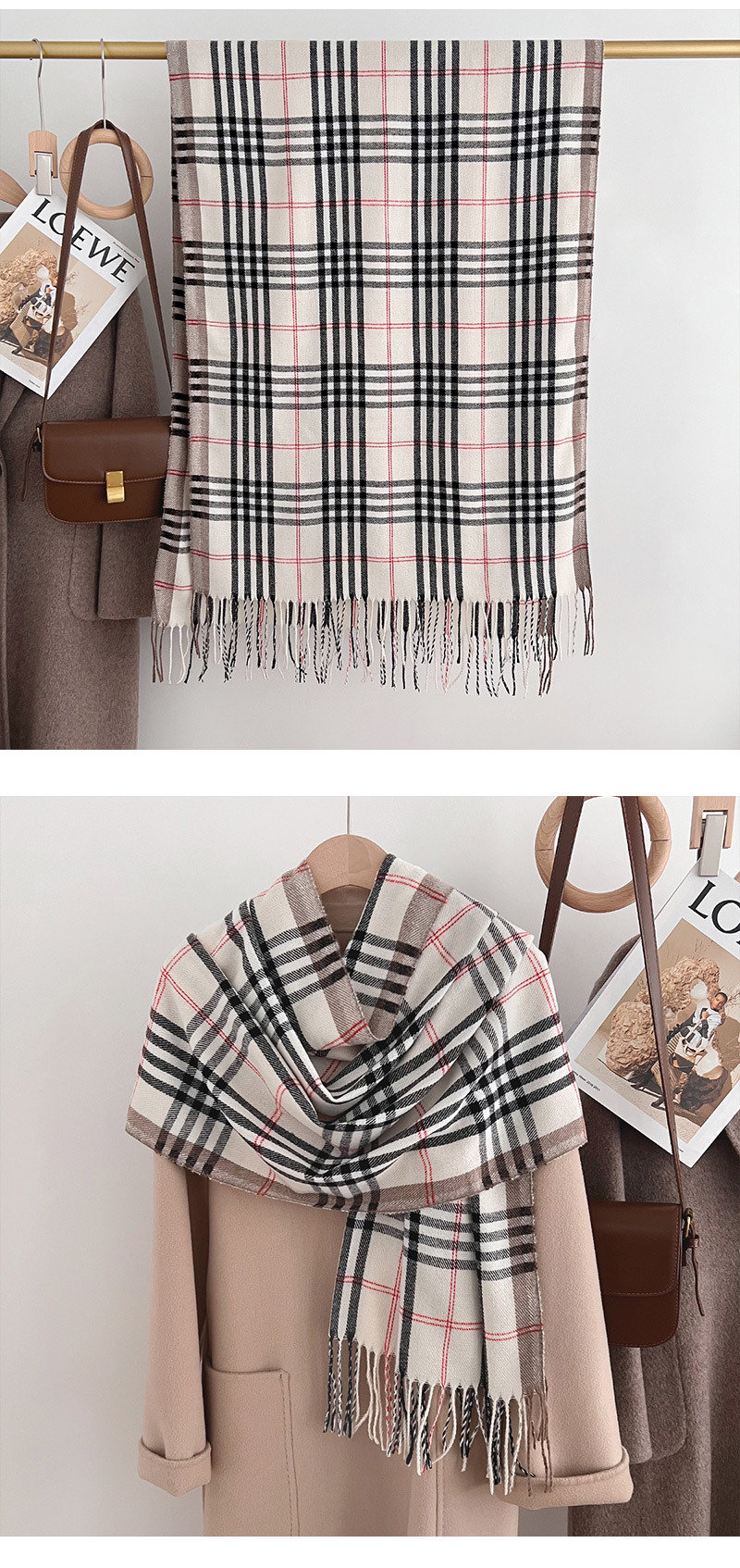 2025秋冬新款欧美经典格子仿羊绒围巾流苏披肩两用围脖现货批发详情21