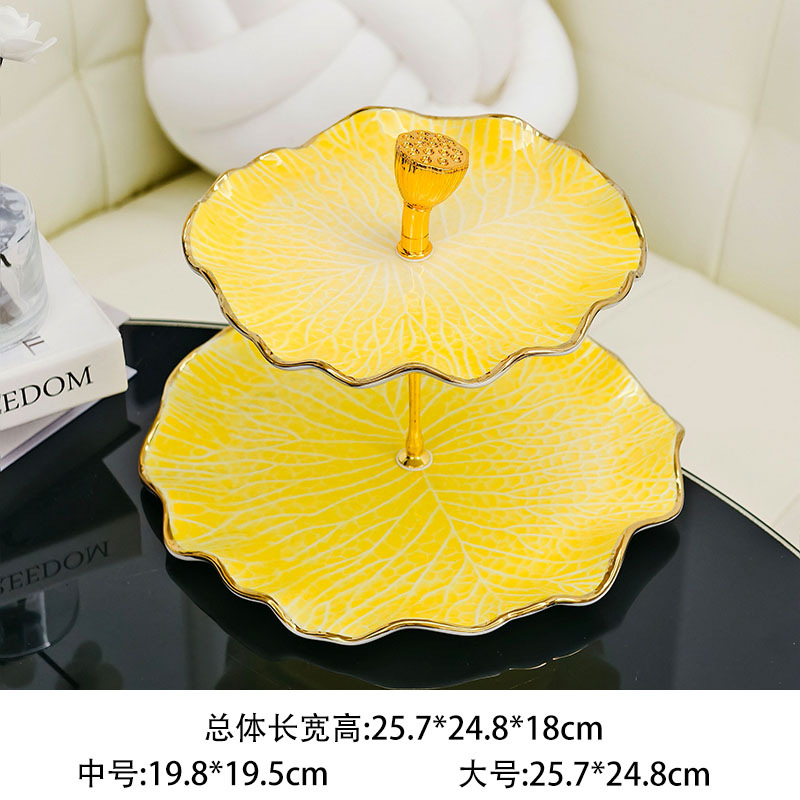 Water ripple ceramic European-style simple fruit plate, light luxury cake stand, dessert table, living room coffee table, dried fruit plate details Picture