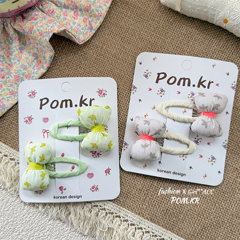 New Spring 2025 style: Sweet floral bow, cute girl, duckbill clip, side bangs clip, children's hair accessory for girls