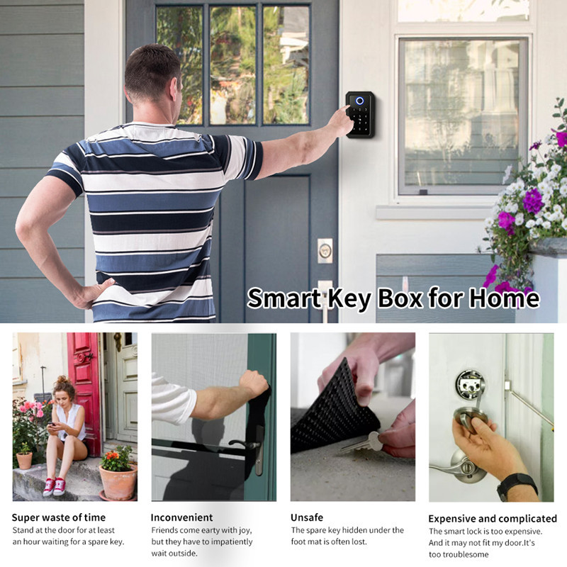 Tongtong Lock, fingerprint key box, wall-mounted password storage box, graffiti Bluetooth password box, mobile phone controlled smart lock Specification image
