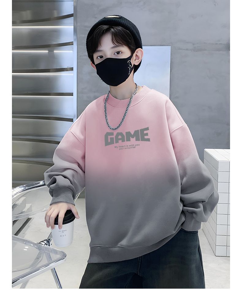 2025新款男童秋款童装帅气印花中小童上衣扎染圆领百搭大童卫衣男详情11