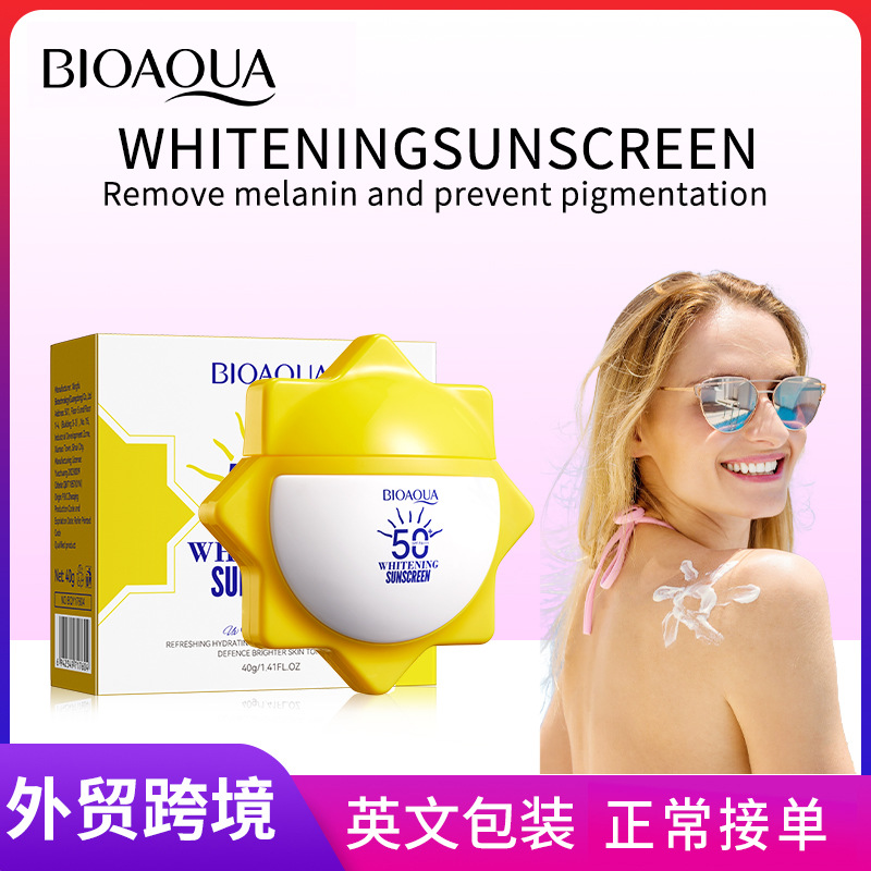 全英文BIOAOUA美白防晒乳 提靓隔离防紫外线防晒霜跨境外贸批发