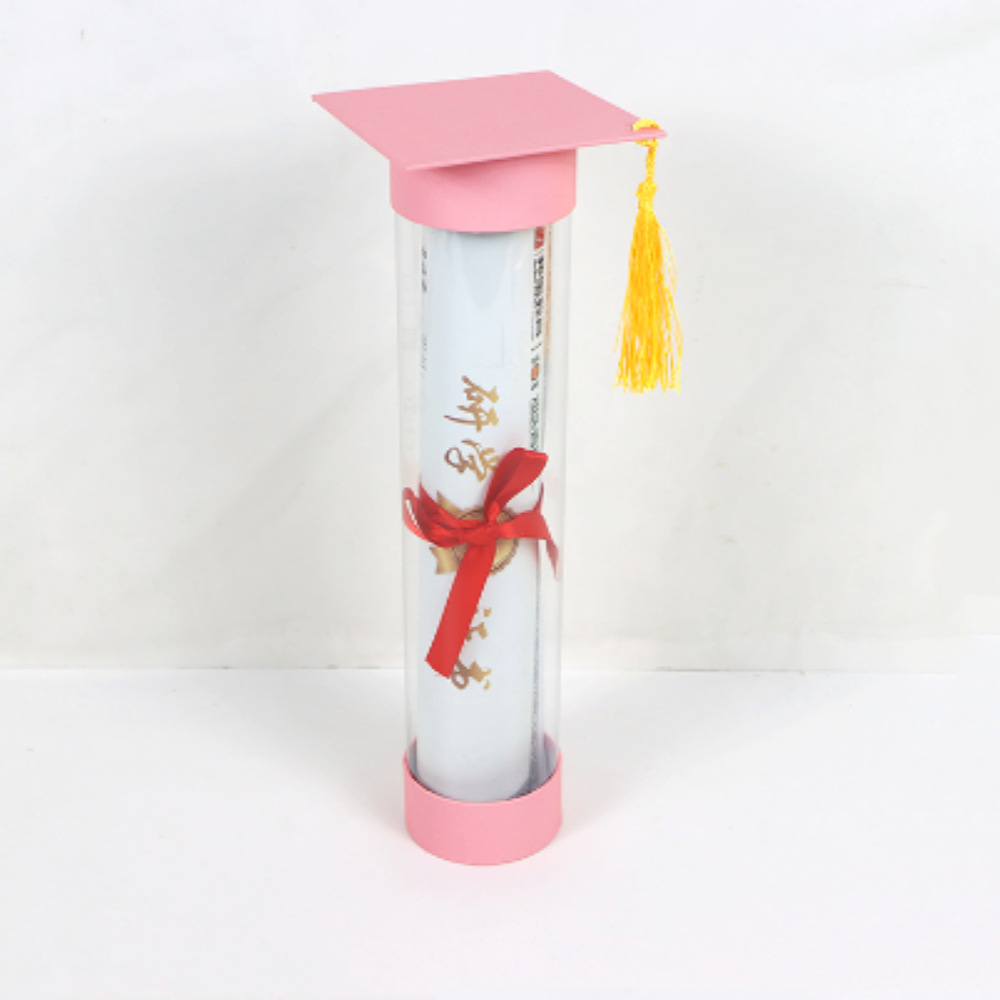 Transparent window PVC doctoral cap decorative gift box with tassels for graduation party decoration details Picture