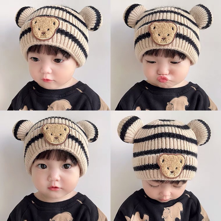 儿童帽儿童帽婴儿帽子2022秋冬新款可爱婴幼儿保暖护耳帽针织帽男女宝宝毛线帽