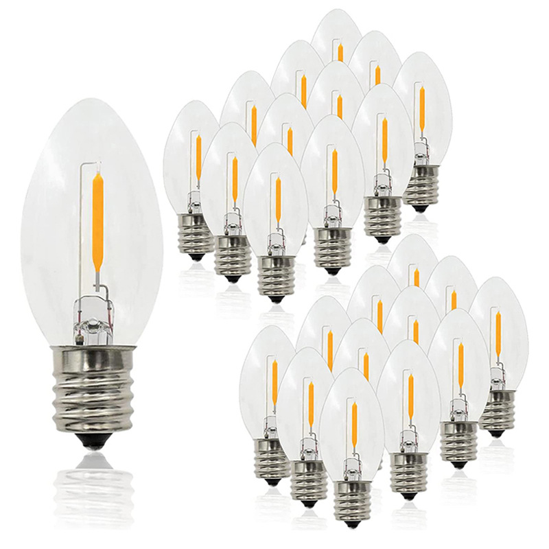 Customized C9 transparent LED bulbs, 1w/2w color outdoor decorative PC plastic bulbs from the manufacturer Item Picture