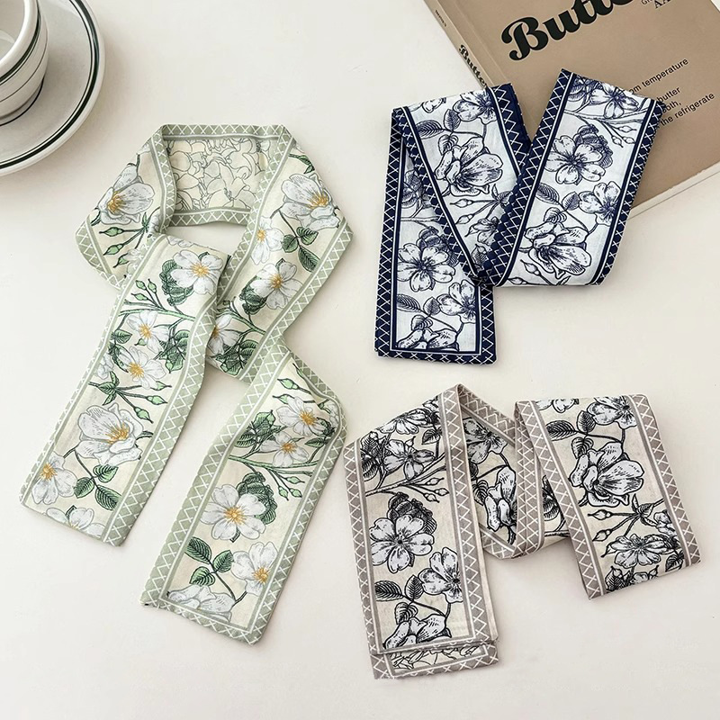 Super Fairy Flower Silk Scarf Long Tie Hair Band Peony Streamer Braided Hair Rope 2024 New Silk Scarf Headwear details Picture