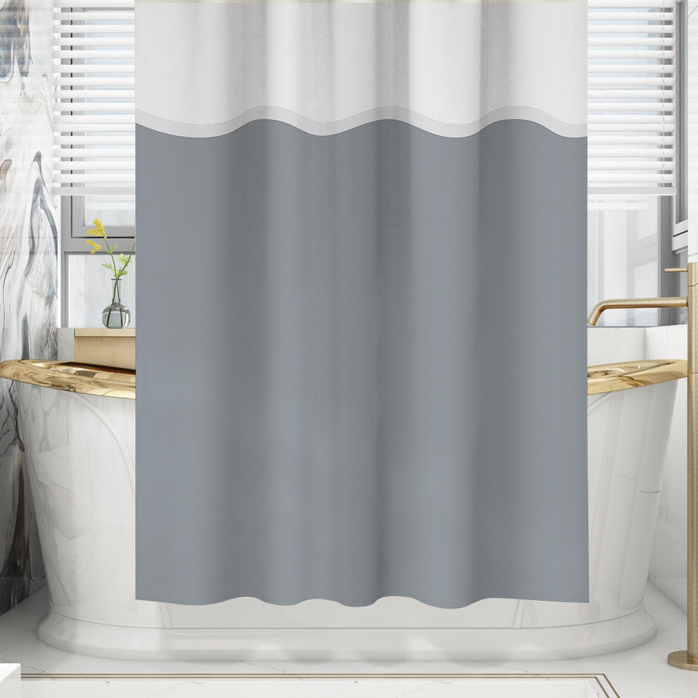 Shower Curtain 180*180 Solid Color Thickened Double Shower Curtain Bathroom Curtain Polyester Semi-Transparent Bath Waterproof Bathroom Shower Curtain Application Scenario