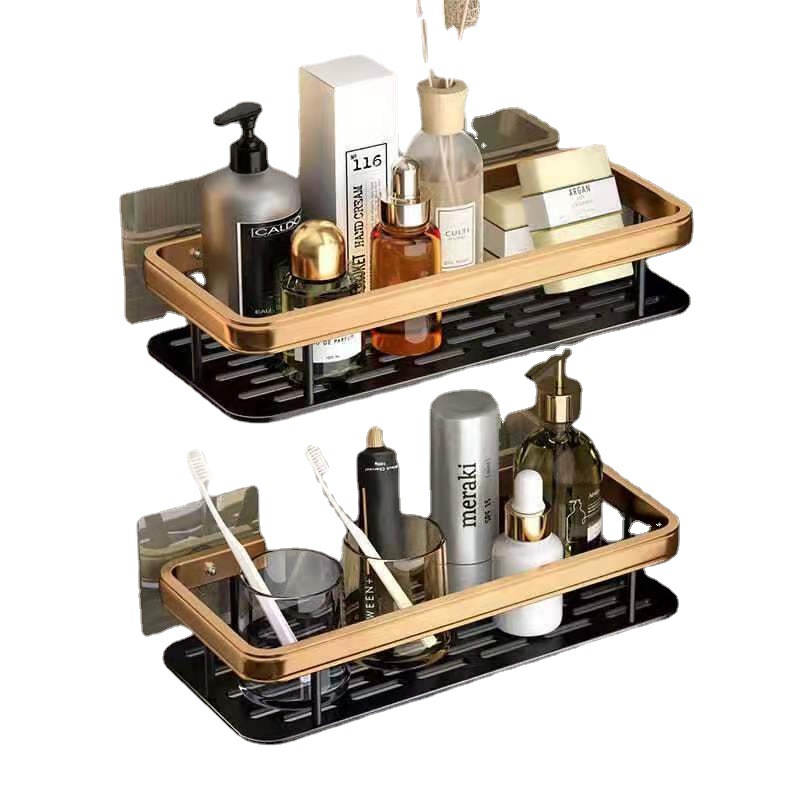 Space Aluminum Bathroom Shelf Aluminum Plate Kitchen Rag Rack Cosmetics Household Storage Wall Hanging Shelf Item Picture