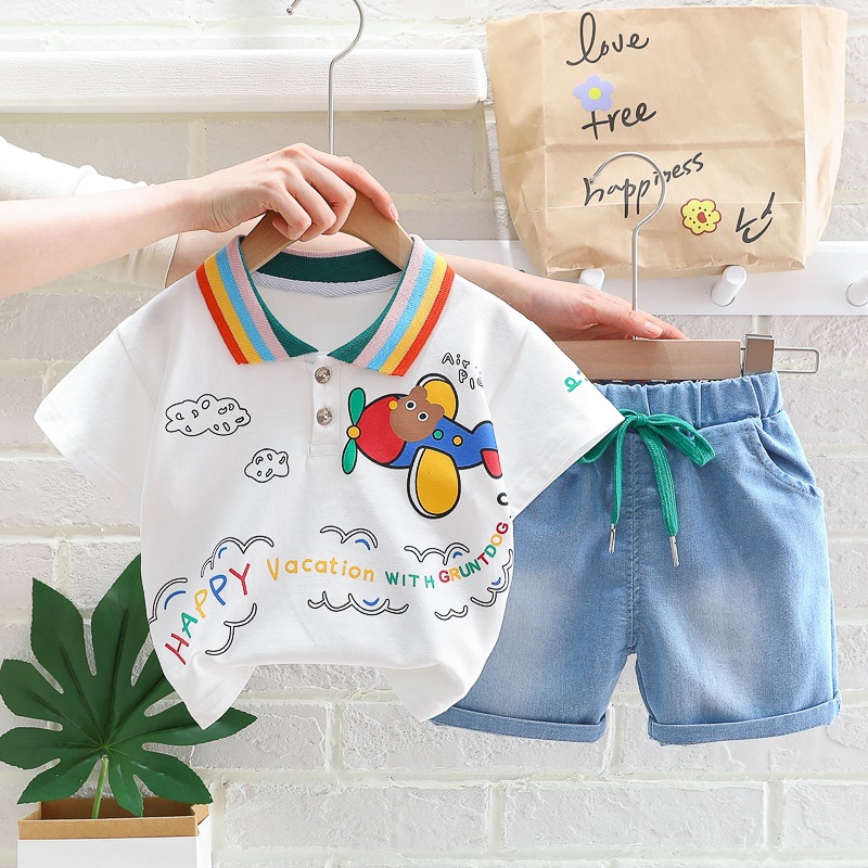 男童夏装套装宝宝短袖两件套翻领洋气2022新款帅气夏季儿童衣服潮图