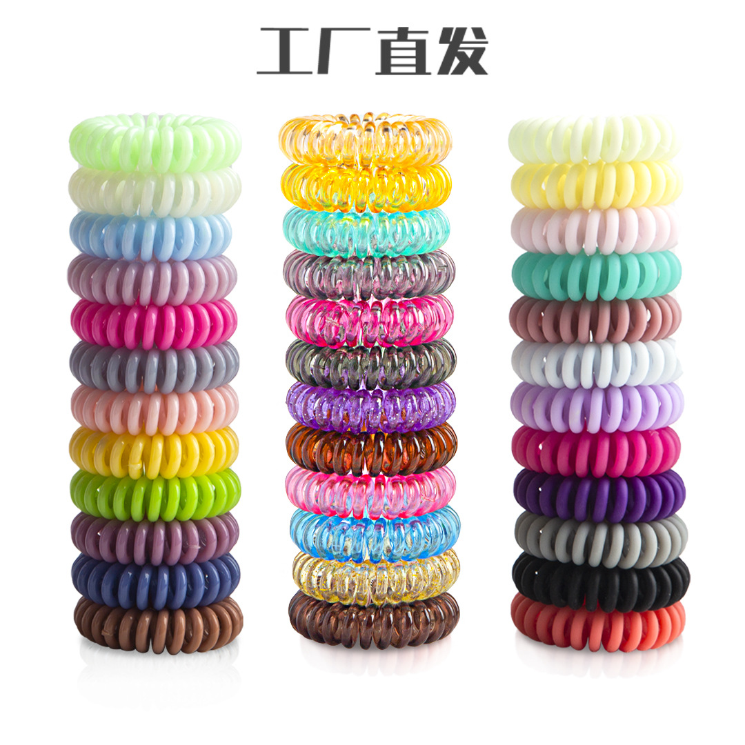Korean Version Candy Color Transparent Phone Line Hairband Wholesale High Elastic Head Rope Leather Band Simple Hair Rope Hair Accessories Small Large
