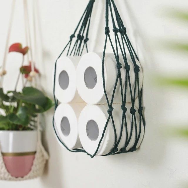 亚马逊ebay热销棉绳编织壁挂纸巾置物吊篮波西米亚风简约置物架产品图