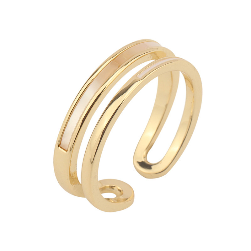 A light luxury mother-of-pearl double-layer plain ring ring that accentuates a slender hand and exudes a sense of sophistication. It features a unique and trendy open ring design on Instagram for women Item Picture