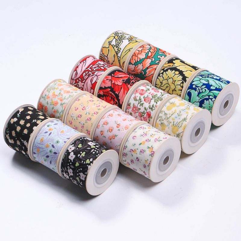 Double-sided fresh floral chiffon webbing, diy bow hair accessories, clothing, hats, shoes, bags, accessories, ribbons