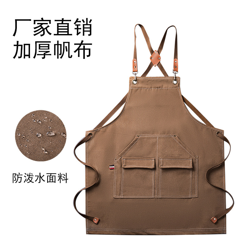 【持嘉】外贸加厚帆布围裙批发跨境厨房花园工具围裙园艺五金收纳