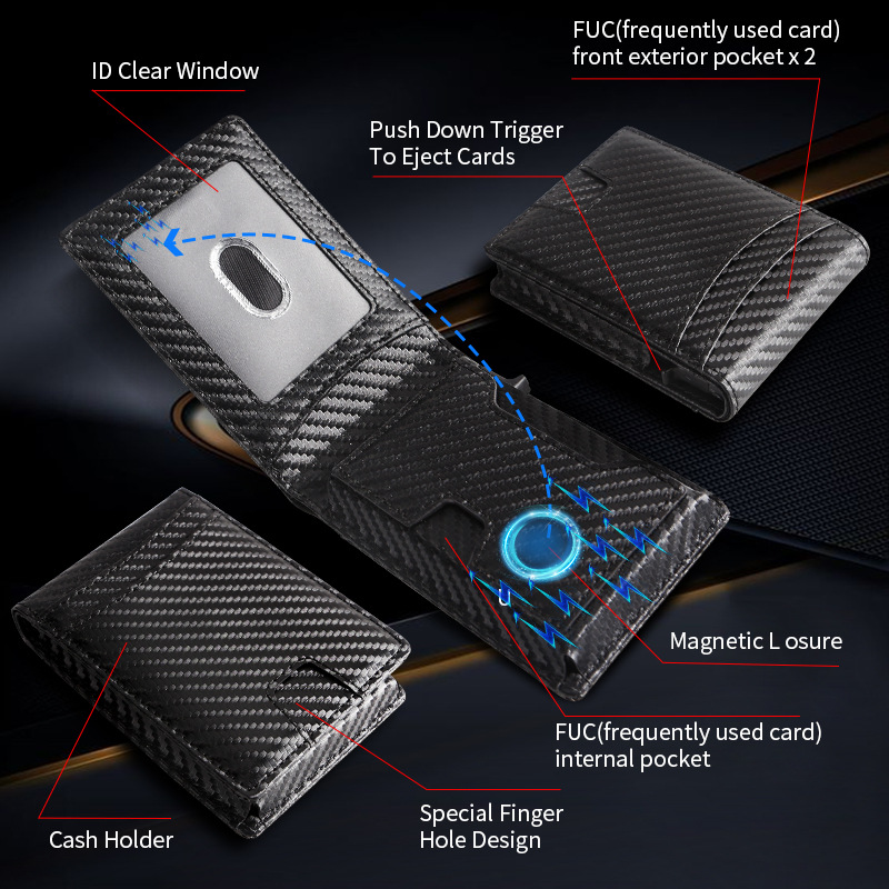 Metal Card Case, Multi-Functional, Large-Capacity Rfid Wallet, Thin, Portable, Ultra-Thin Men's Wallet, Card Holder, Card Box, Card Case Specification drawing