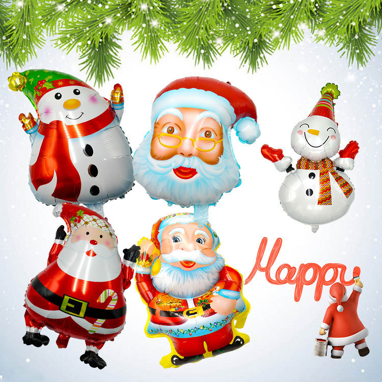 Venta directa de fábrica navidad aluminio película globo santa árbol de navidad muñeco de nieve decoración globo de halloween al por mayor details Picture