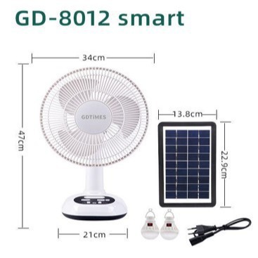 12-Inch Led Lighting Fan Solar Fan