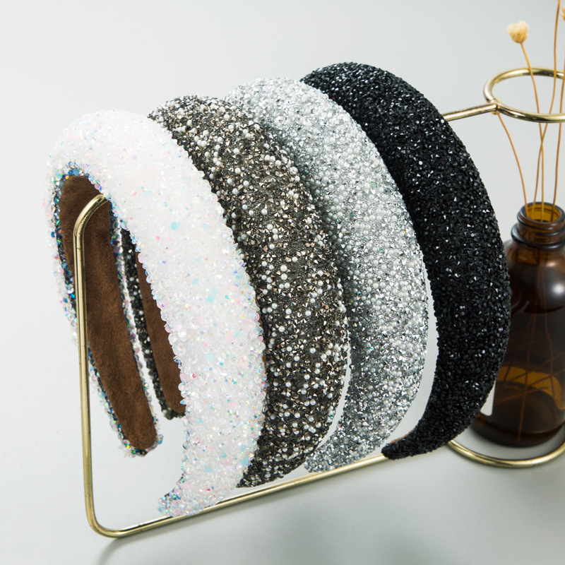 New Hairband Europe And The United States Fashion Light Luxury Full Of Diamond Pearl Headband Women Korean Style Face Wash Headwear Wholesale Foreign Trade
