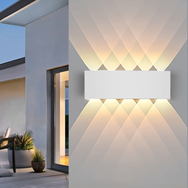 Outdoor wall light LED white telescope wall light waterproof cross border white light warm light outdoor garden corridor living room Specification drawing