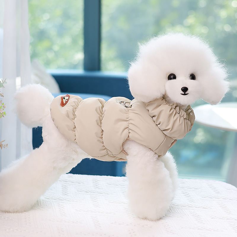 跨境狗狗衣服冬装马甲保暖带扣棉衣 小狗服饰两脚衣 批发宠物服装