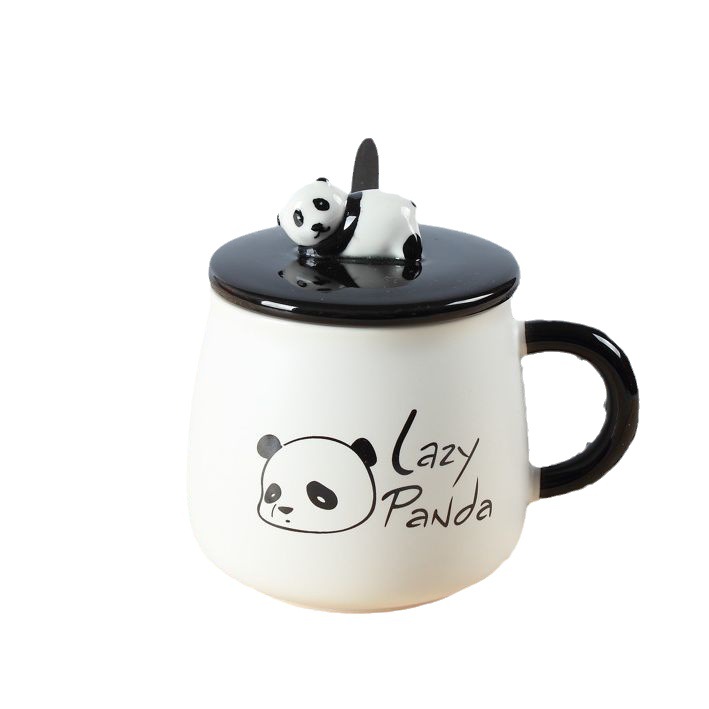 Home High Appearance Level Cartoon Creative Cute Animal With Lid Spoon Panda Ceramic Mug Student Dormitory Office Item Picture
