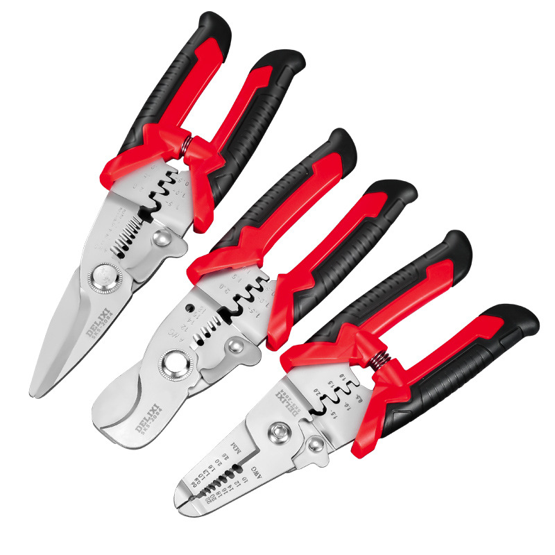 Delixi wire stripper, multi-functional electrician wire crimping pliers, wire pulling and shearing pliers, cable shears, stripping machine, wire pulling pliers Item Picture