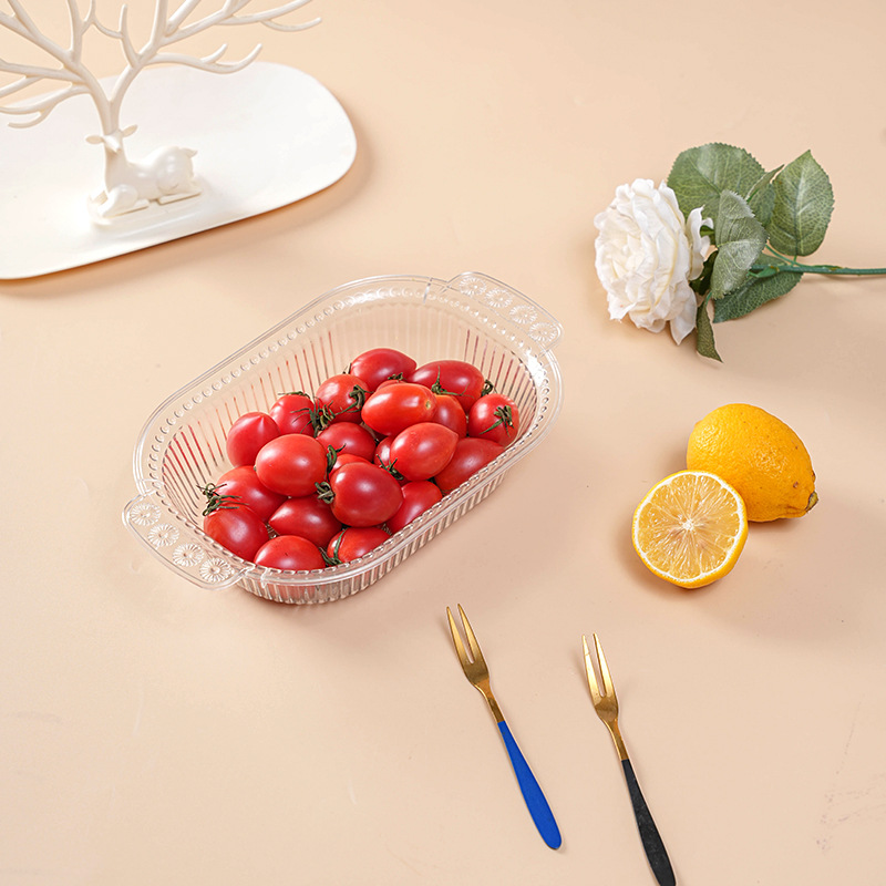 Rectangular Sunflower Salad Bowl Fruit Plate Living Room Plastic Fruit Bowl Home Salad Bowl End Table Candy Plate Specification drawing