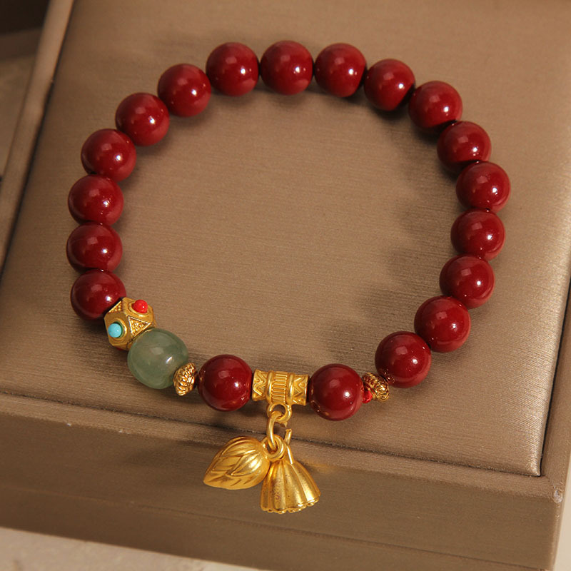 Cinabrio brazalete del año de la vida de las mujeres lujo ligero de alto grado sensación colgante de loto brazalete de regalo para novias amigas amigas Application Scenario