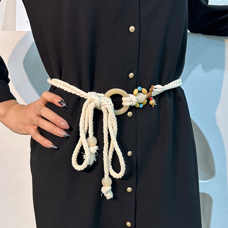 Best-selling Bohemian woven hemp rope waist chain, thin waist belt, women's versatile dress, cross-border accessories wholesale details Picture