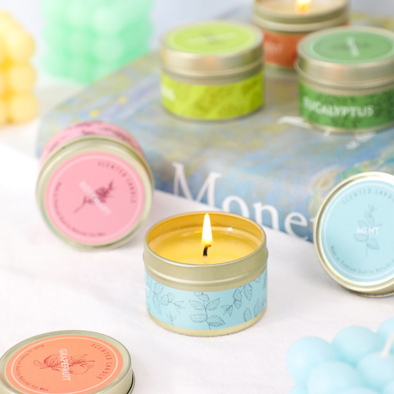 Scented candles铁罐蜡烛精油香薰蜡烛婚庆伴手礼蜡烛香薰工厂