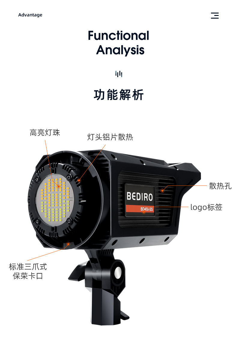 150W摄影太阳灯直播拍照高亮度LED三色温遥控调节150W柔光补光灯 pic 12