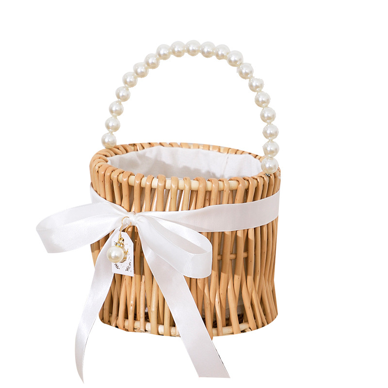 Floral Arrangement Willow Hand-Held Wedding Flower Basket Rattan Woven Bamboo Basket Woven Flower Pot Bamboo Basket Woven Grass Basket Item Picture