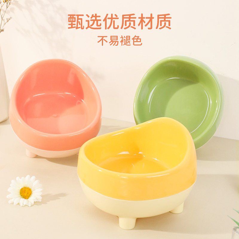 Original flat-mouthed dwen Dwen slanted-mouthed pet single-bowl cat supplies, double-layer cat bowls and pet bowls