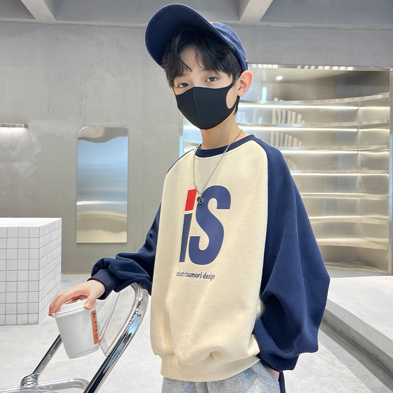 Spring and Autumn wholesale of children's hoodies 2023 new boys' clothes, spring sports long-sleeved tops, boys' trendy brand children's clothing Specification image