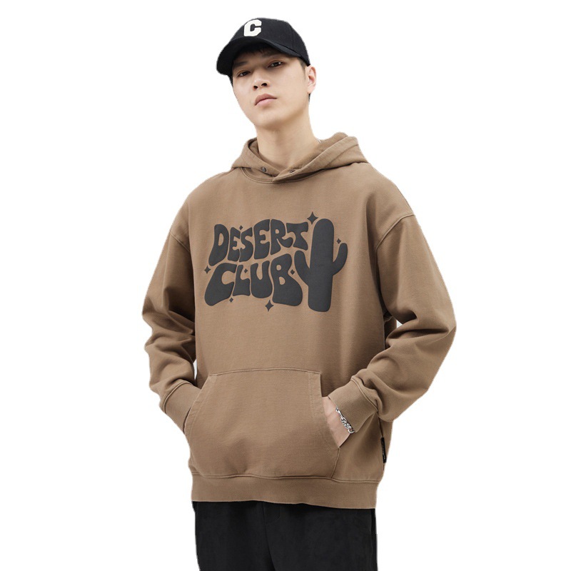 Men's hooded sweatshirt, heavyweight men's spring and autumn base layer shirt, American retro trendy brand men's coat, couple trendy men's hoodie Item Picture