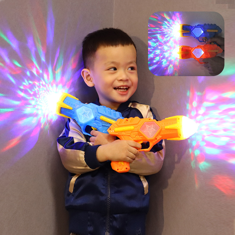 The 2023 new children's electric toy guns, projection seven-color guns, luminous music toys, wholesale street stalls and night markets are selling well