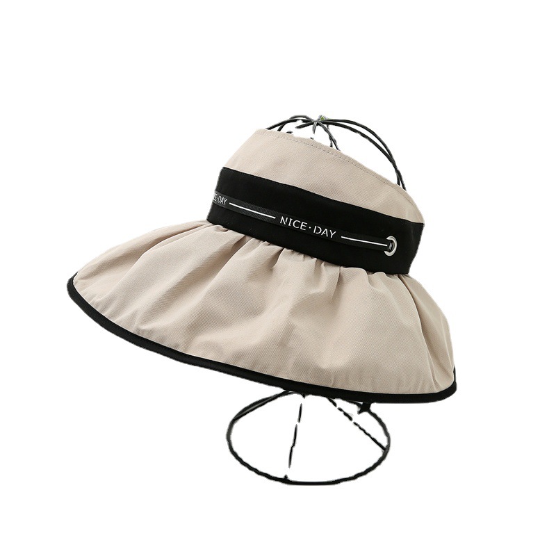 Summer Hat Vinyl Large Brimmed Empty Top Visor With Shell Adjustable Uv Protection Foldable Outdoor Beach Sun Protection Item Picture