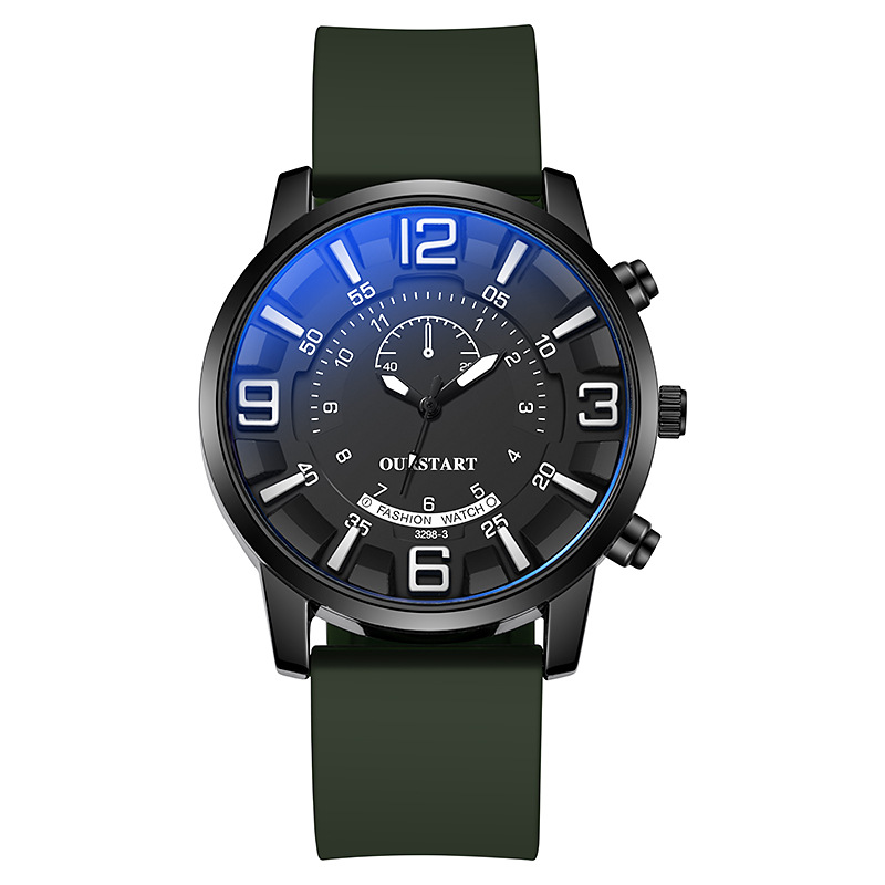 Manufacturer's in-stock cross-border men's watches with a high-end feel, wholesale live broadcast, large blue light digital quartz silicone men's watches Item Picture