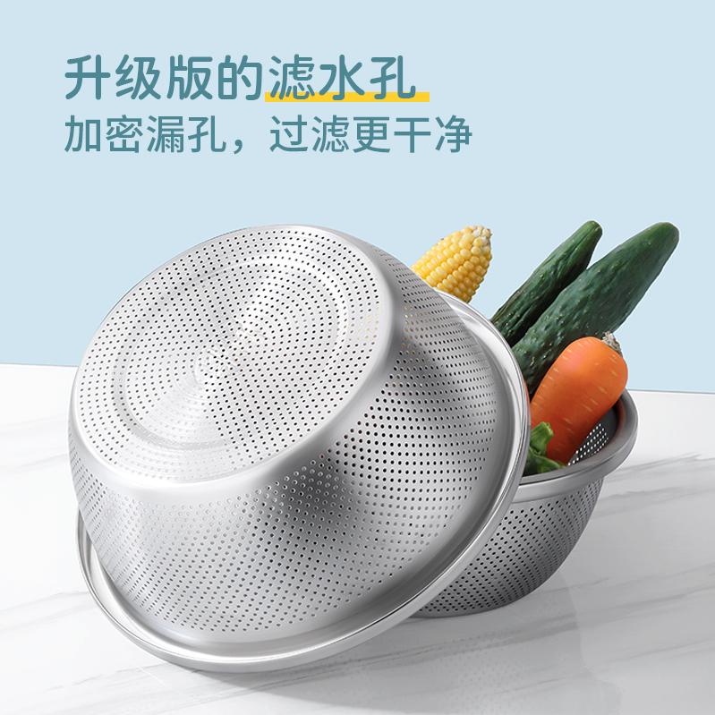 Drain Basket Soup Pot Food Grade 304 Stainless Steel Pot Set Thickened Household Kitchen Egg Beating And Noodle Washing Basket Application Scenario