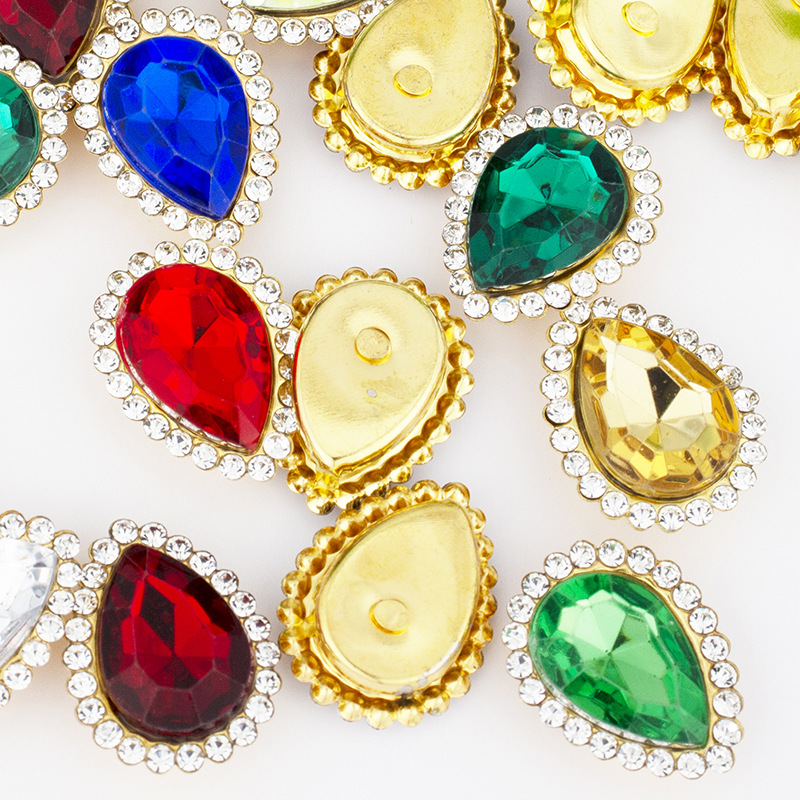 Acrylic sunflower teardrop-shaped edge, bow, flower center, hand-sewn diamond diy hair accessories, shoes, clothing and accessories details Picture