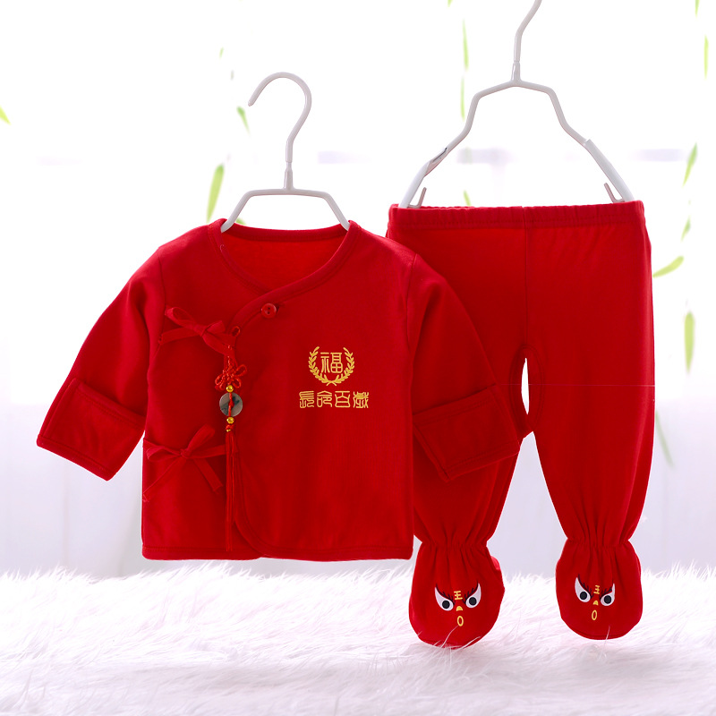 Newborn baby spring, autumn and summer separate foot coverings, 0-3 months old baby monk's clothes, pure cotton Application Scenario