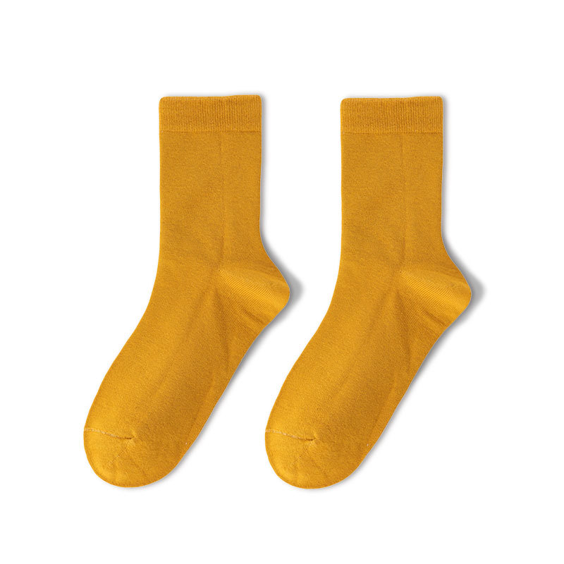 Aaa Class Antibacterial And Deodorant Socks Four Seasons Thin Socks For Women Socks Solid Color Cotton Women's Mid-Tube Socks Absorb Sweat Ins Tide Item Picture