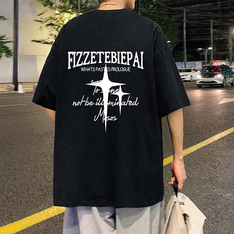 Summer short-sleeved T-shirt for men, 2024 new style American pure cotton round-neck T-shirt, retro ins trendy brand half-sleeved top details Picture
