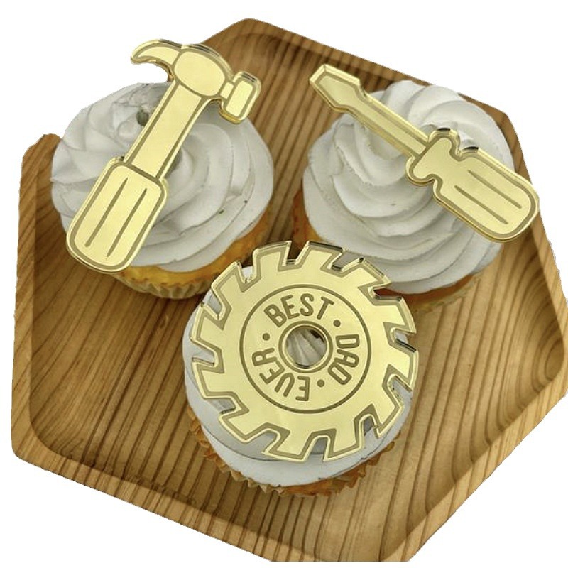 Cross Border Instagram Wind Father's Day Dad's Birthday Cupcake Decoration Round Marking Acrylic Cake Decoration Item Picture